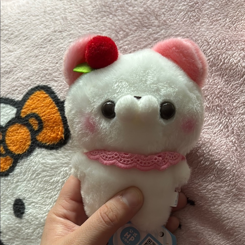 Cute White and Pink Plush Toy